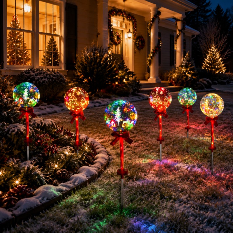 Outdoor Power For Christmas Lights - Christmas ball LED solar-powered waterproof outdoor