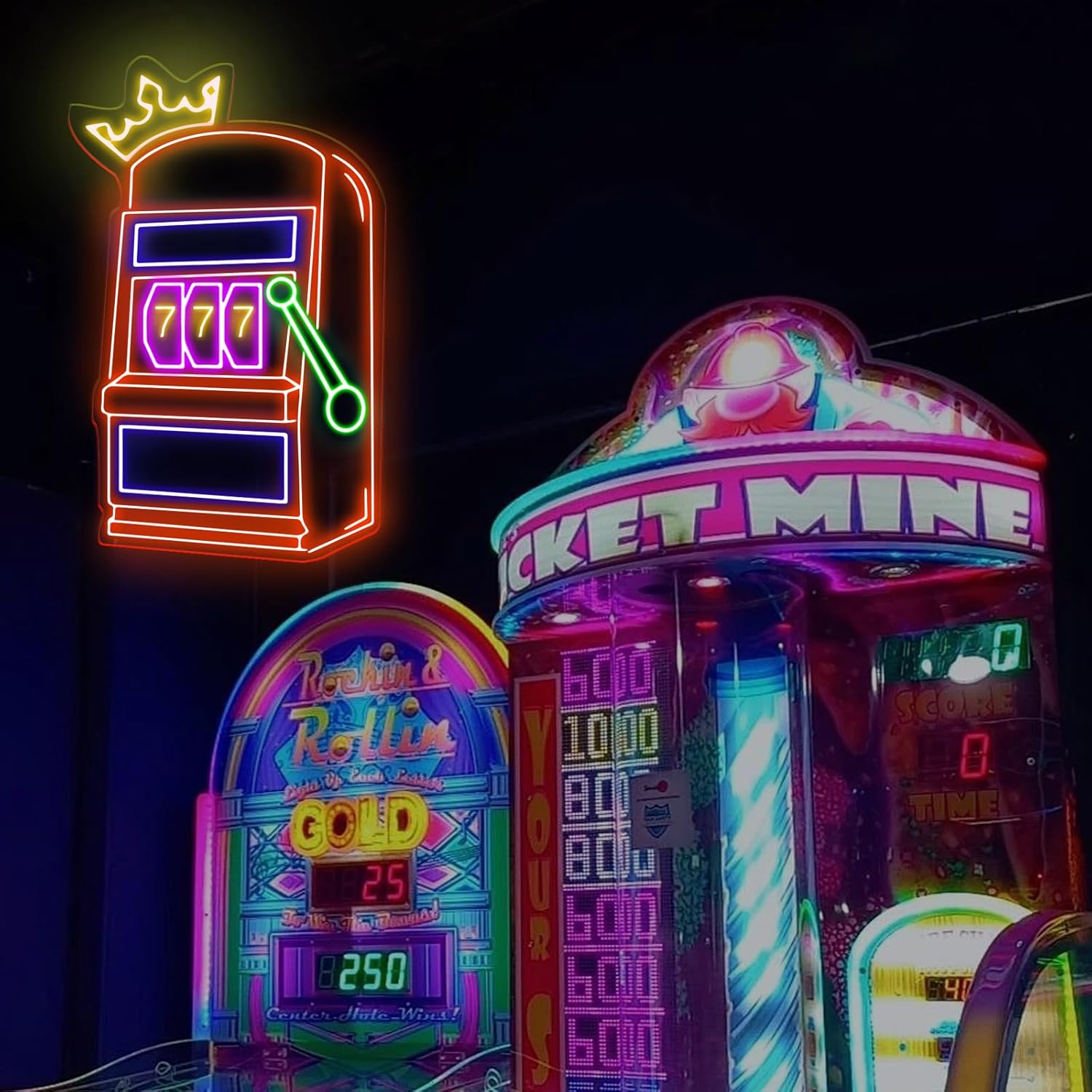 Slot Machine Neon Sign Game Ic - Outdoor Power For Wedding 评论和价格