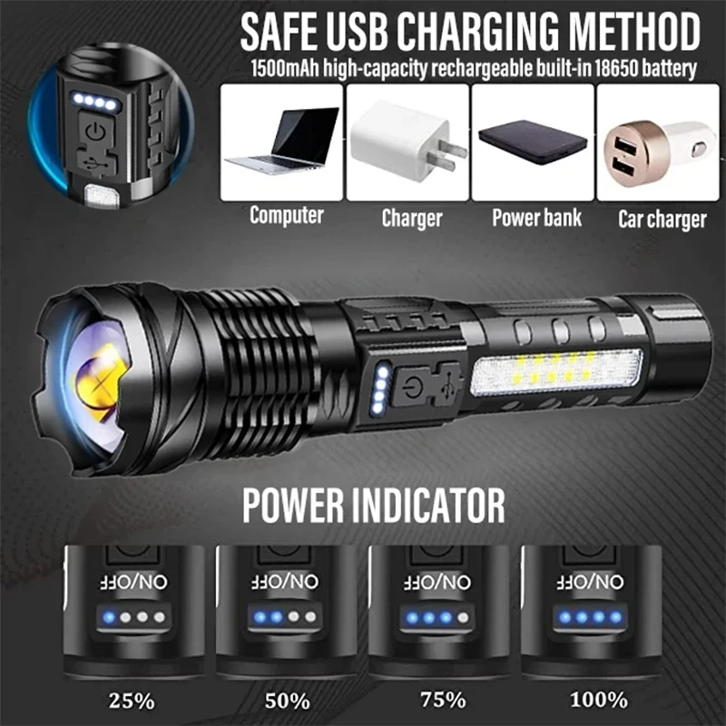 Powerful LED Flashlight Rechar - Outdoor Power Lights 评论和价格