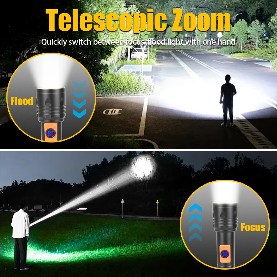 High Power LED Flashlight USB  - Outdoor Power Lights 评论和价格