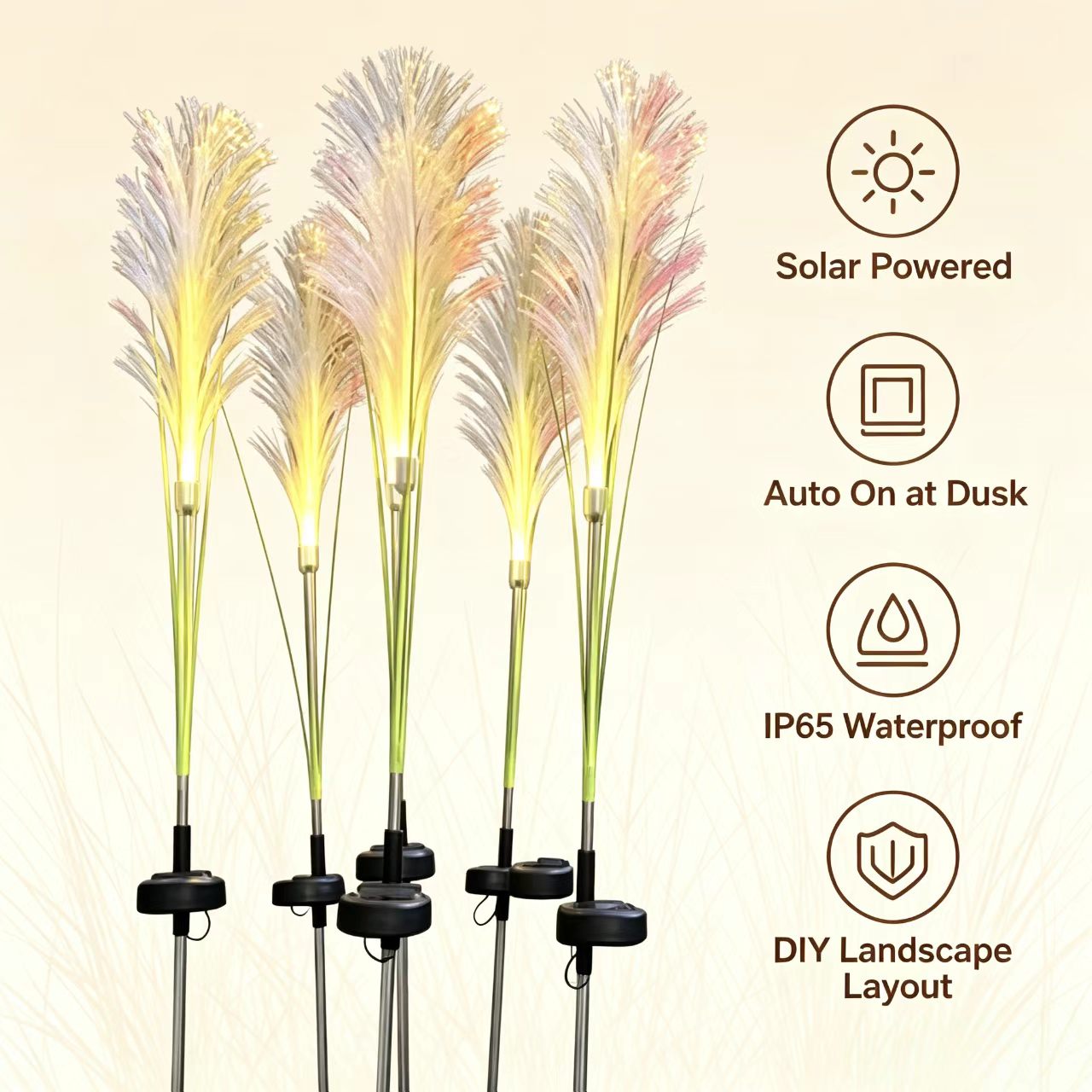 HTMCK LED Solar Garden Reed La - Outdoor Power For Christmas Lights 评论和价格