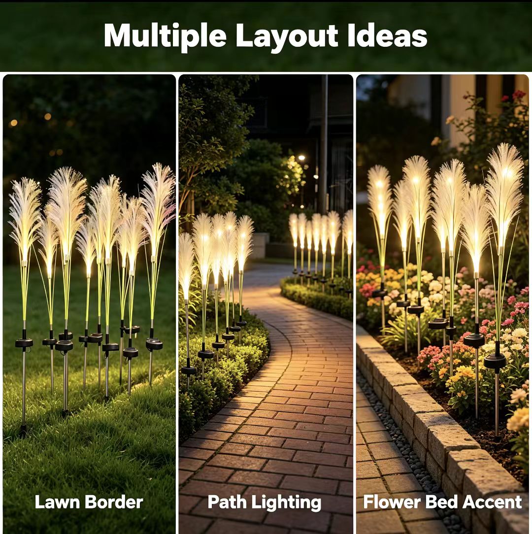 HTMCK LED Solar Garden Reed La - Outdoor Power For Christmas Lights 评论和价格