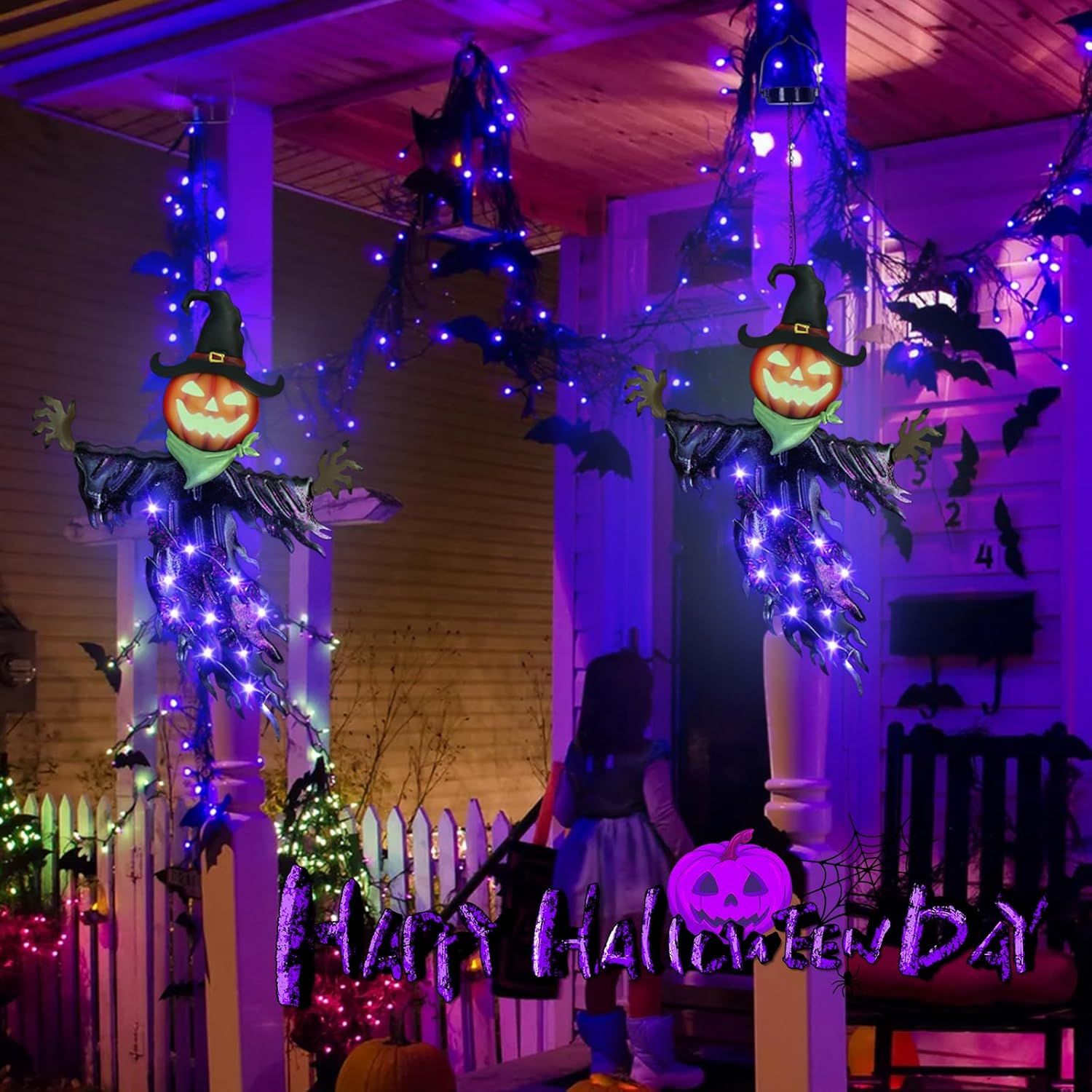 Solar Halloween Metal Hanging  - Outdoor Power For Christmas Lights 评论和价格