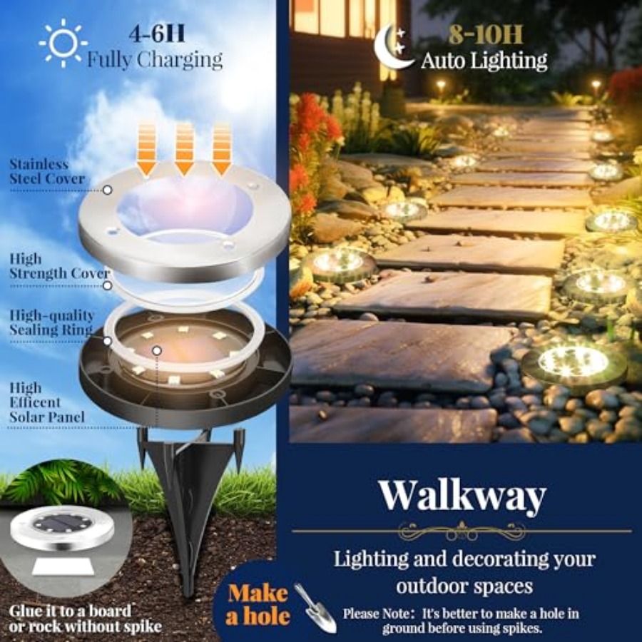 Solar Ground Lights Solar Ligh - Outdoor Power Lights 评论和价格